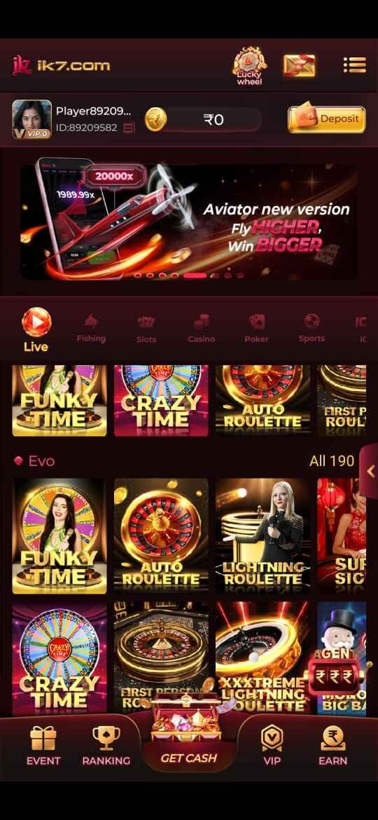IK7 Game live casino gaming platform with roulette and casino games